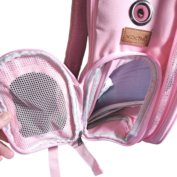 XZKING Pink Bubble Expandable Small Pet Cat Dog Backpack Carrier 12.5"X11"X16.5" - Picture 6 of 11